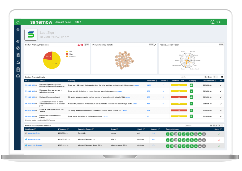 SanerNow Continuous Posture Anomaly Management